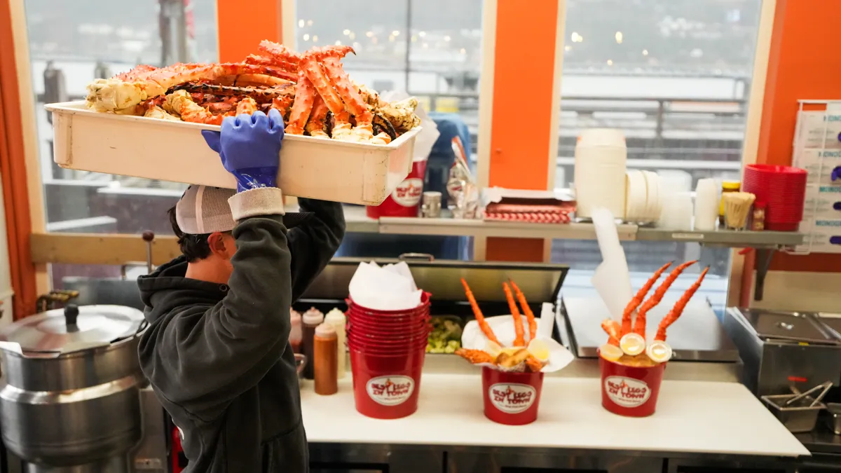 A heaping pile of fresh-cracked Bering Sea red king crab legs
